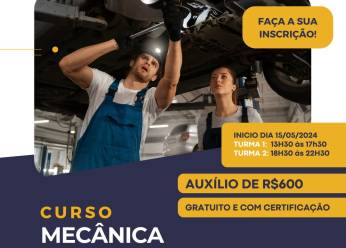  Prefeitura de Guarapuava oferece curso de Mecânica Automotiva com bolsa de R$ 600,00 por aluno: 