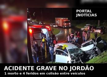 Grave acidente entre dois carros deixa um morto e quatro feridos no Jordão, em Guarapuava