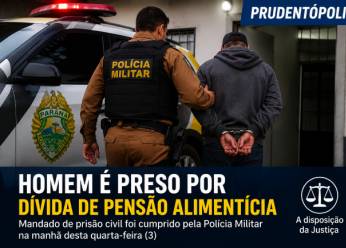 Homem é preso por falta de pagamento de pensão alimentícia em Prudentópolis