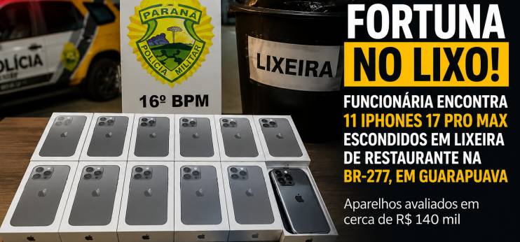 Mistério na BR-277: Funcionária encontra fortuna em iPhones escondida em lixeira de restaurante em Guarapuava