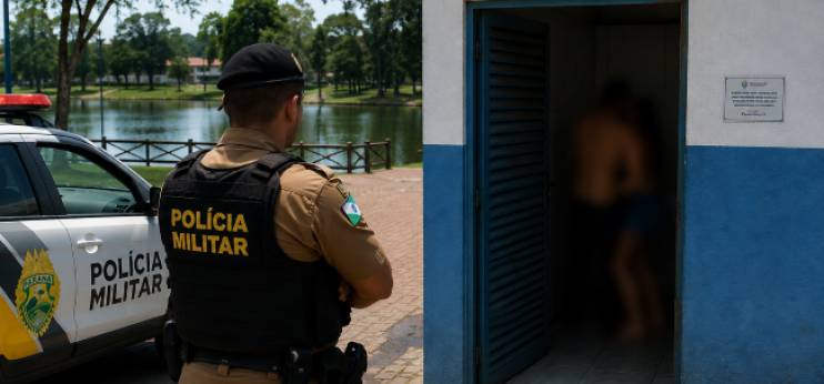 Escândalo em banheiro público: casal é surpreendido em ato sexual no lago de Pitanga