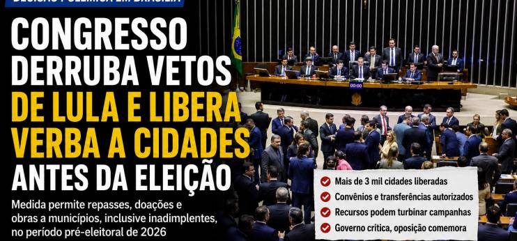 Congresso derruba vetos de Lula e libera bilhões para cidades em ano eleitoral