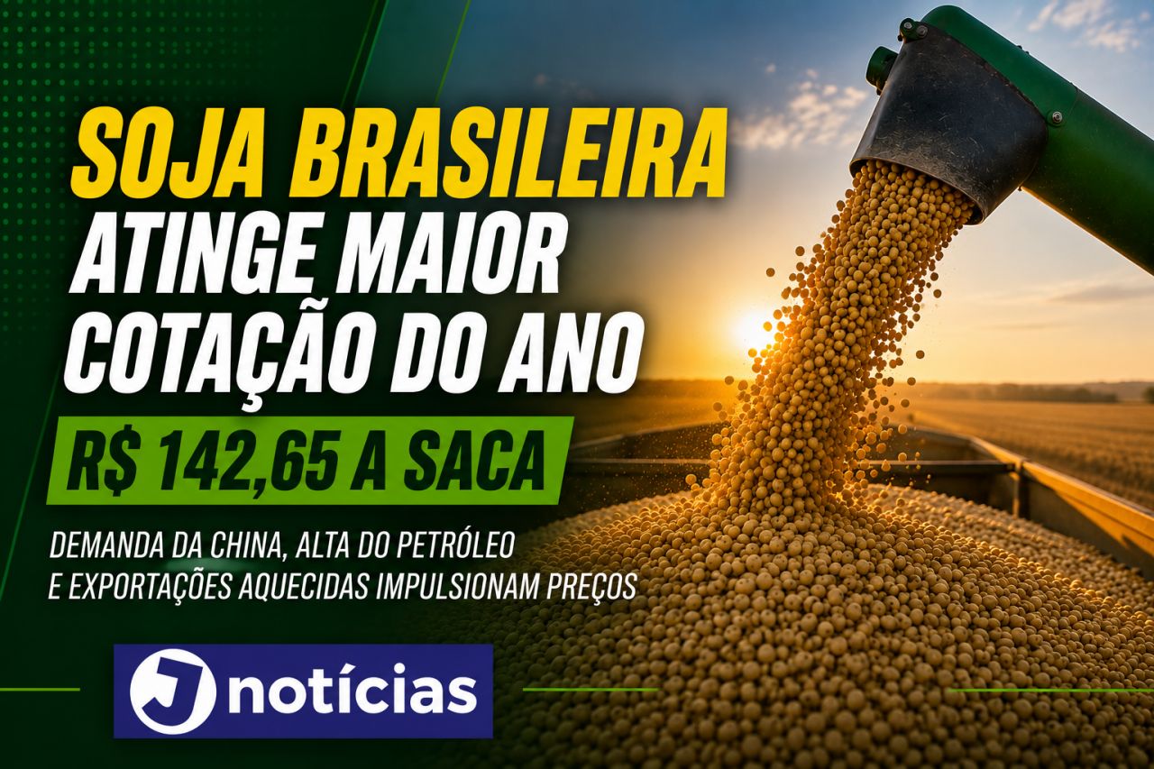 Soja brasileira atinge maior cotação de 2026 e saca chega a R$ 142,65; demanda da China impulsiona preços