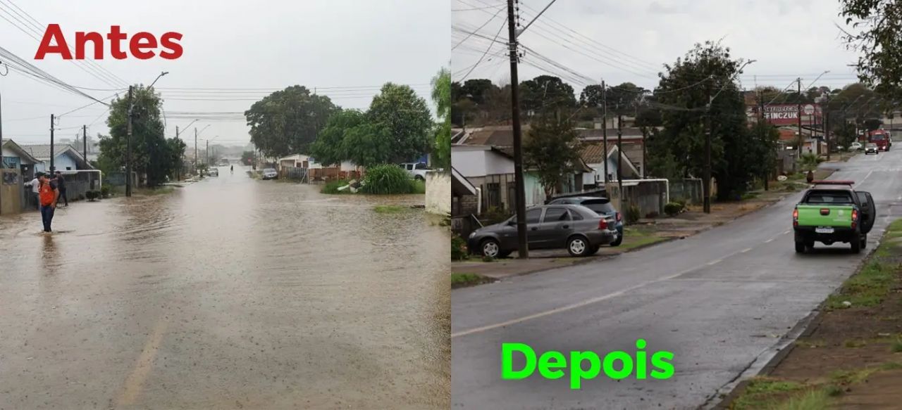 Trabalho preventivo da Prefeitura de Guarapuava evita registros de alagamentos mesmo após fortes chuvas desta quarta-feira (29) em Guarapuava