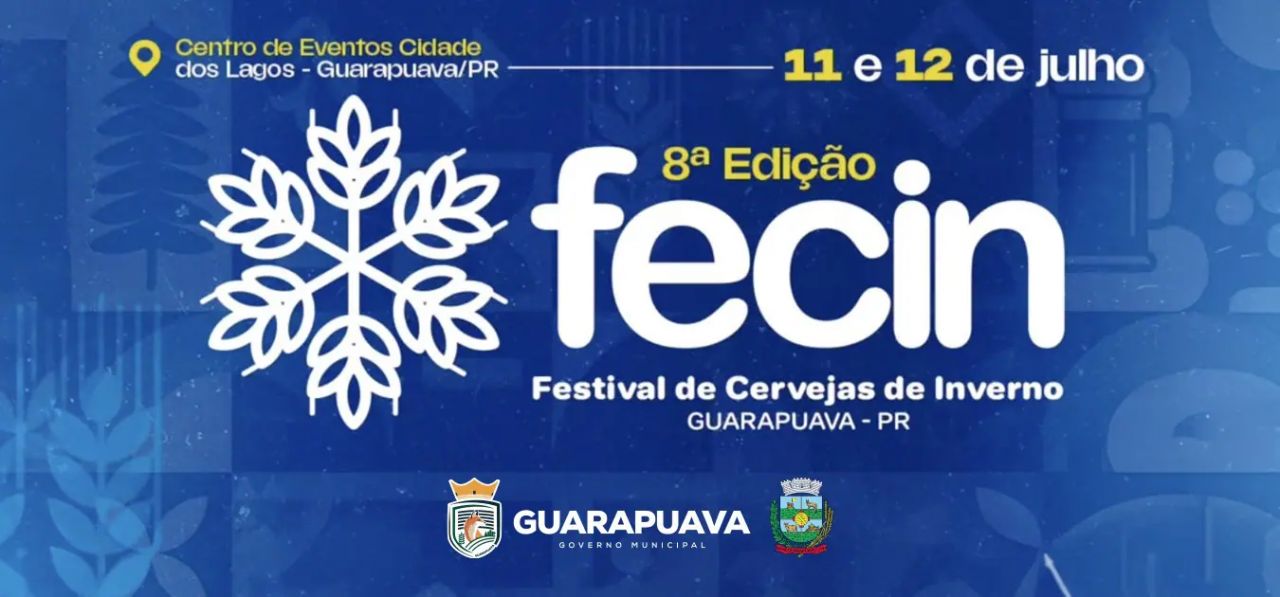 Programação do Inverno Guarapuava recebe a 8ª edição do FECIN com cervejas artesanais, shows nacionais e gastronomia nos dias 11 e 12 de julho