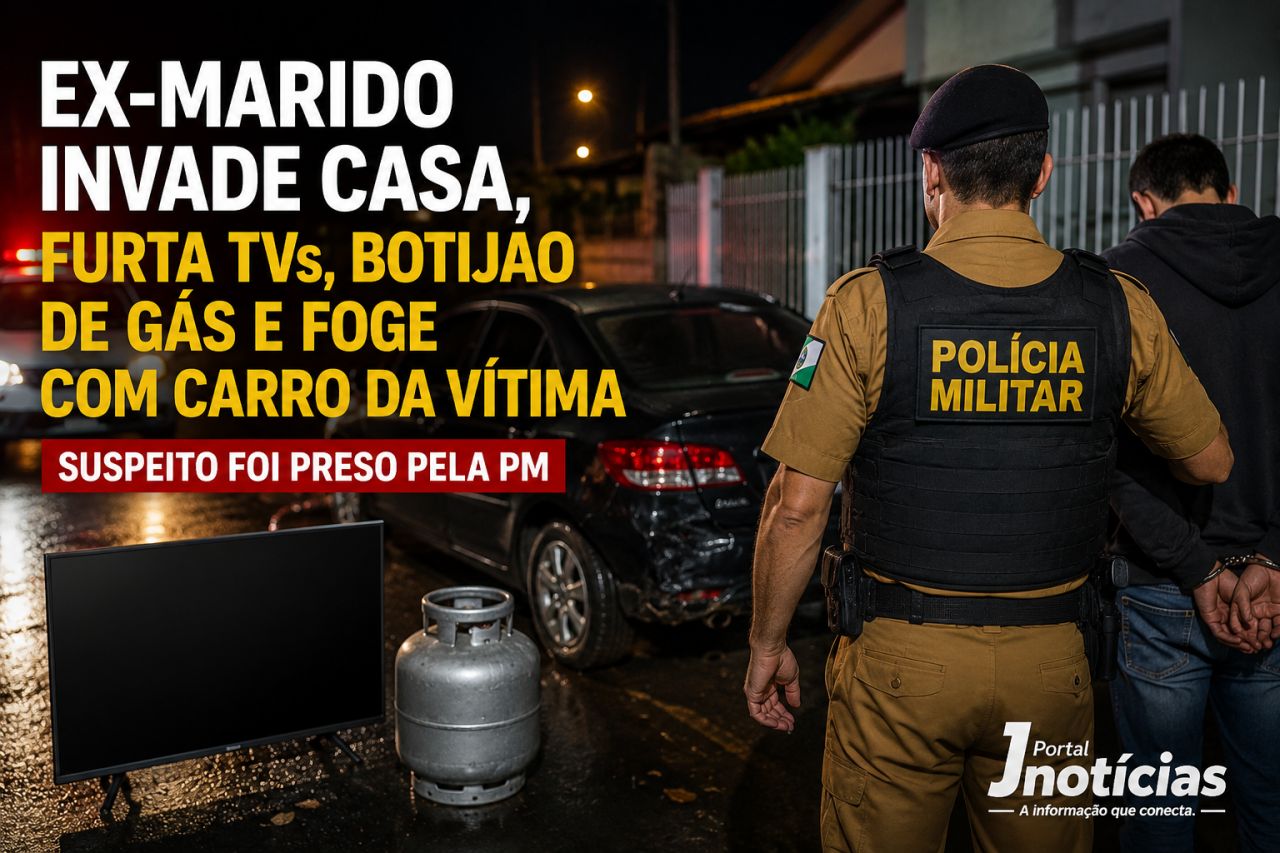 Ex-marido invade casa, furta TVs, botijão de gás e foge com carro da vítima em Guarapuava