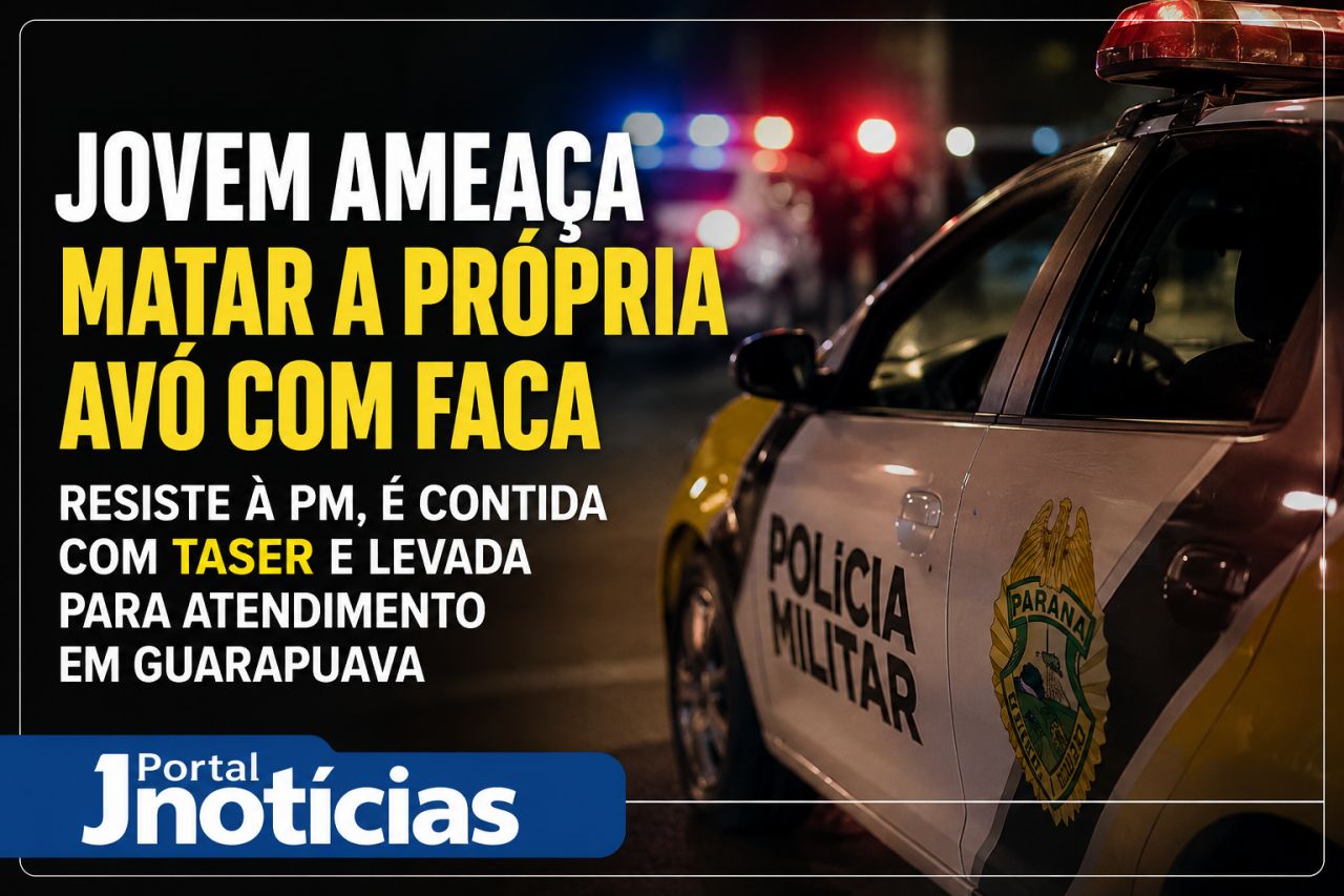 Jovem ameaça matar a própria avó com faca, enfrenta a PM e é contida com Taser em Guarapuava