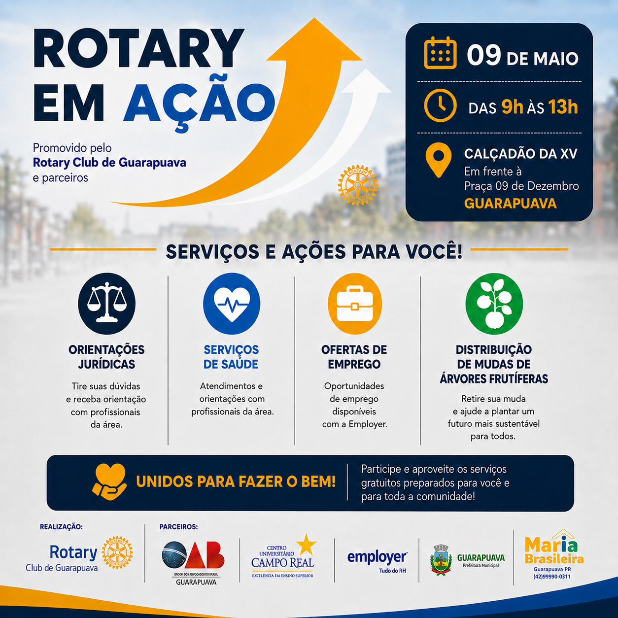 Rotary em Ação leva serviços gratuitos e cidadania para a população de Guarapuava