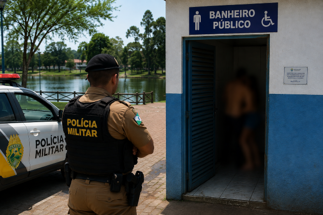 Escândalo em banheiro público: casal é surpreendido em ato sexual no lago de Pitanga