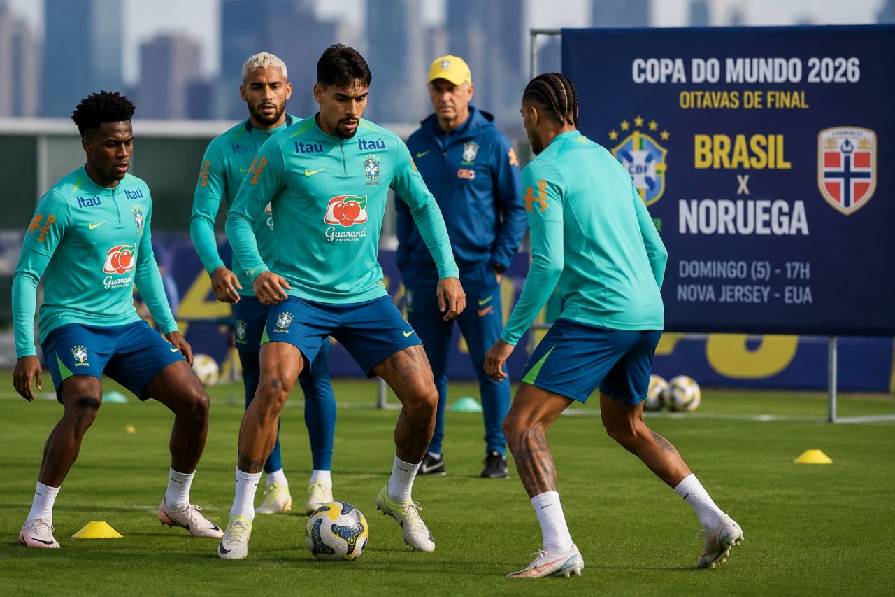 Brasil enfrenta a Noruega nas oitavas da Copa do Mundo 2026 com dúvida sobre Paquetá e expectativa por Raphinha