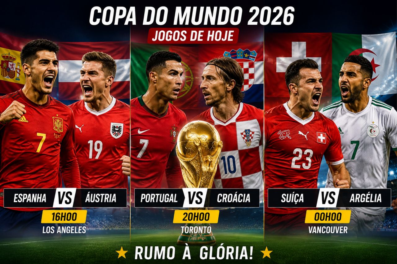 Copa do Mundo 2026: Espanha, Portugal e Suíça entram em campo por vaga nas oitavas nesta quinta-feira(02)