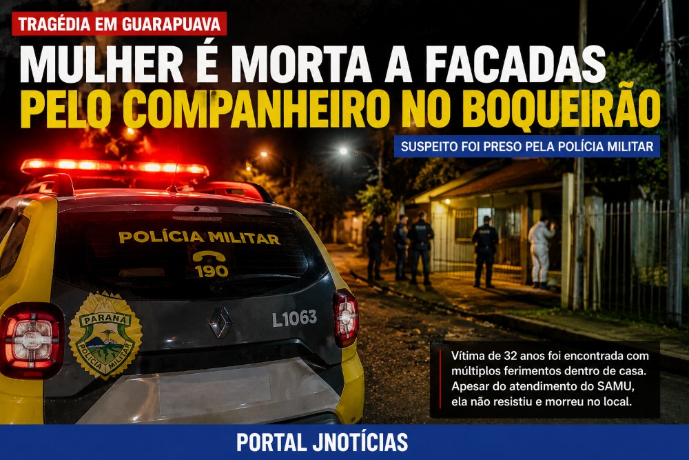 Mulher é morta a facadas em Guarapuava; companheiro é preso suspeito do crime