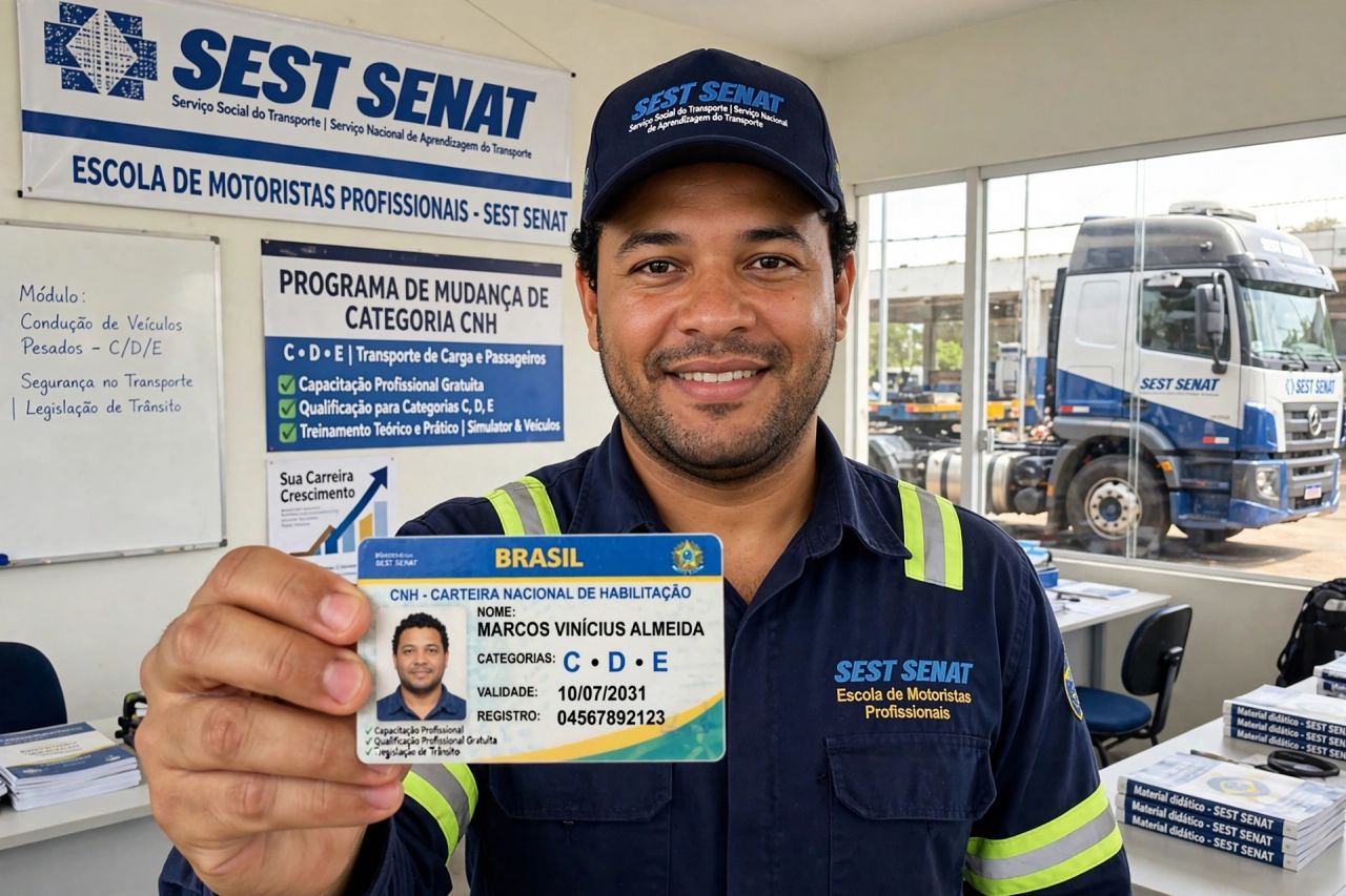 Programa do SEST SENAT que oferece gratuitamente mudança de categoria da CNH prorroga inscrições até 21 de julho
