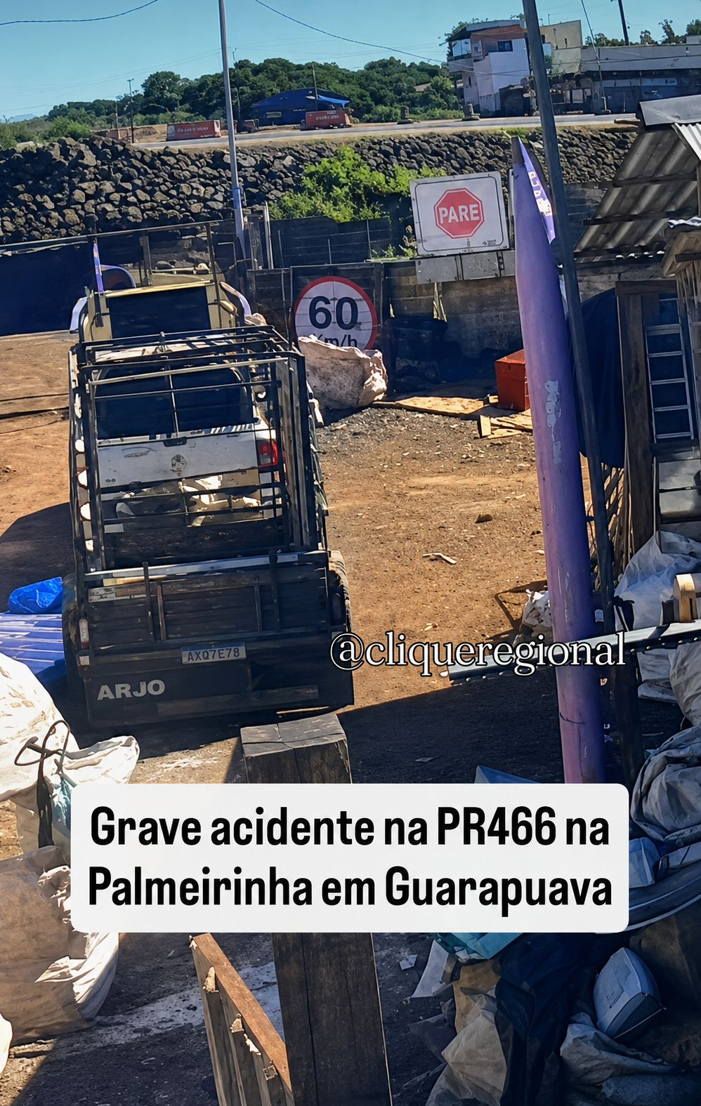Grave acidente entre caminhões na PR-466 mobiliza Bombeiros, Siate e Polícia Militar em Guarapuava