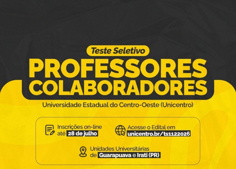 Unicentro abre inscrições para concurso de professores colaboradores com salários e provas a partir de agosto