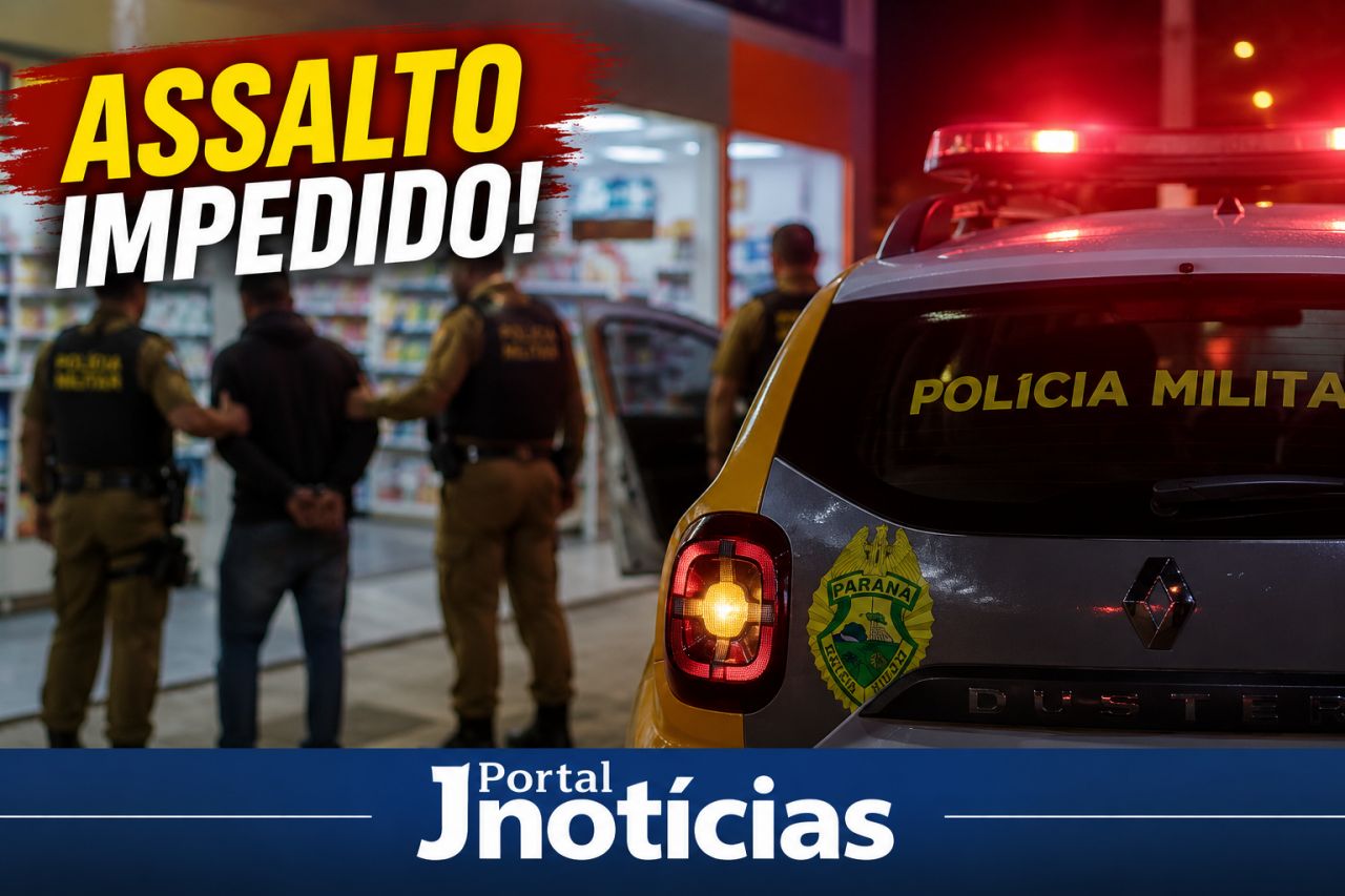 Suspeito de assalto é dominado por clientes dentro de farmácia e preso pela PM em Pinhão