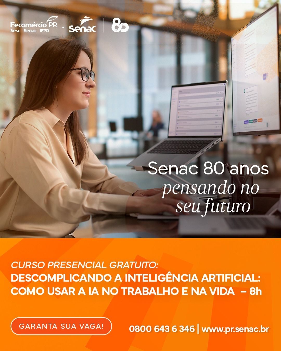 Senac Guarapuava oferece curso gratuito de Inteligência Artificial com aulas à noite