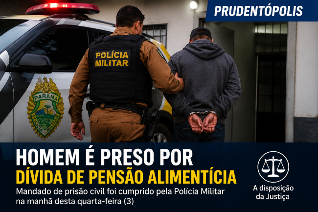 Homem é preso por falta de pagamento de pensão alimentícia em Prudentópolis