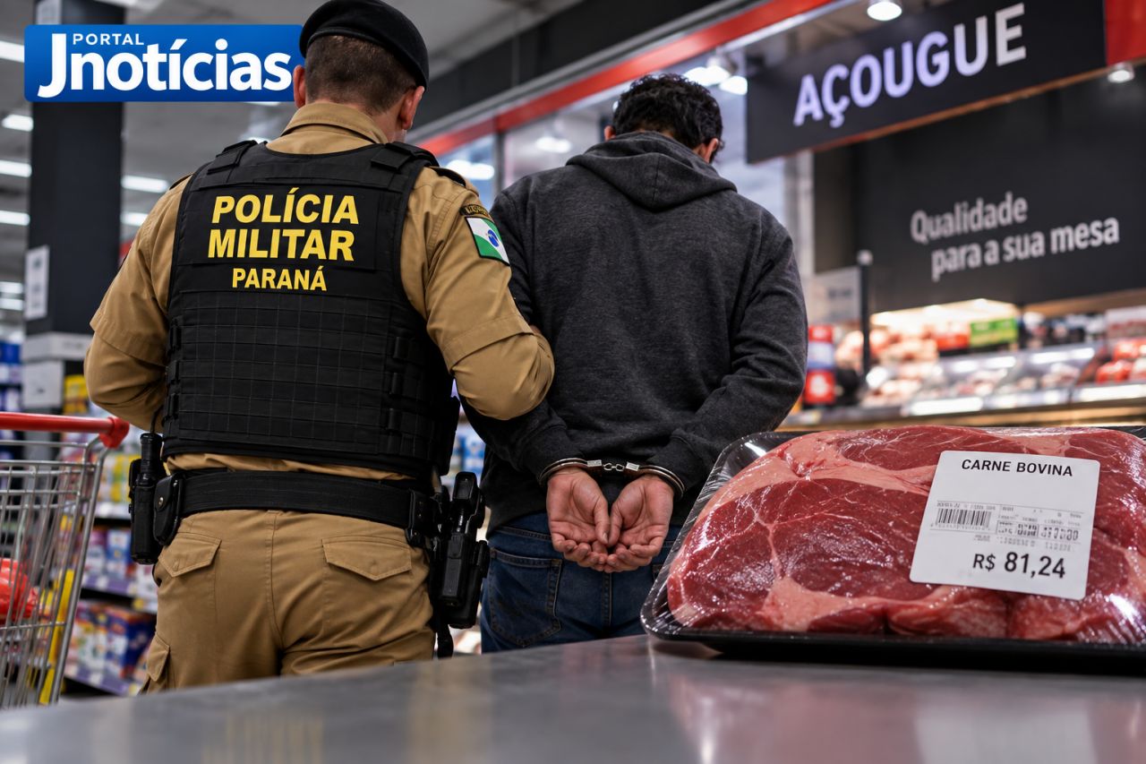 Homem é detido após tentativa de furto de carne em mercado na Vila Bela, em Guarapuava