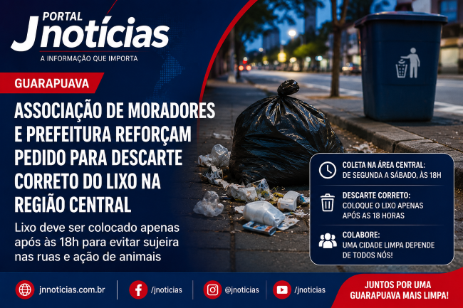 Associação de Moradores e Prefeitura reforçam pedido para descarte correto do lixo na região central de Guarapuava