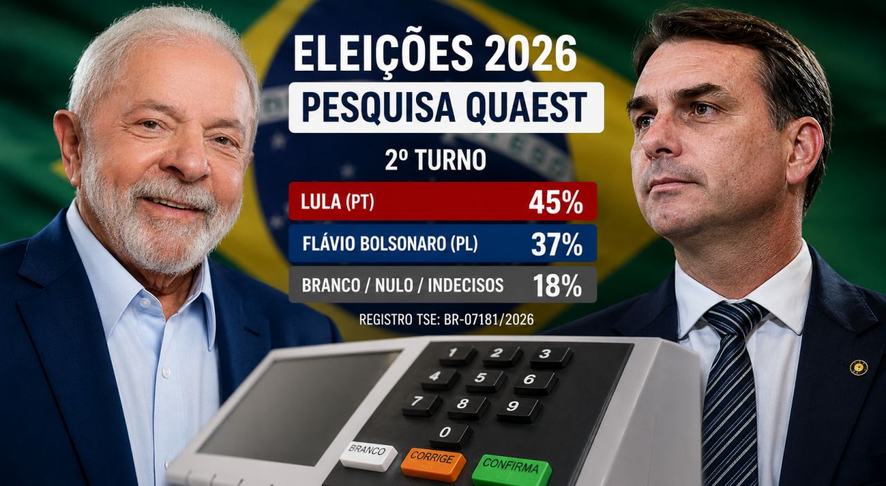 Pesquisa Quaest: Lula amplia vantagem sobre Flávio Bolsonaro no segundo turno e lidera corrida presidencial